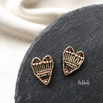 ハート刺繍 ピアス イヤリング