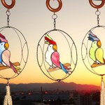 ステンドグラス　プラントハンガー＆小鳥のオーナメント　C1