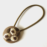 ellipseの花 刺繍 ヘアゴム  モカ