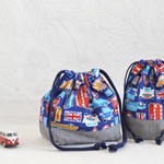 お弁当袋とコップ袋　ロンドンバスと車　ヒッコリー　