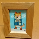 ミニ原画「柴犬の冬 ～にくまんホカホカ～」