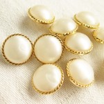 ■NEW■15mm■10個入■ ヴィンテージボタン  ころりんパールホワイト　 [1599-15] アクセサリーに!! 