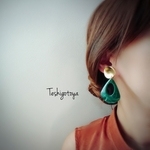 《green》雫のべっ甲とメタルのボリュームピアス/イヤリング