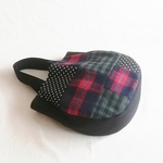 冬のパッチワークラウンド型バッグ/wool/check