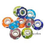 ヨーロピアンビーズ 14ｍｍ カラフルドット 5color(各色1個×5色)セット