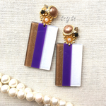 ☆Vintage☆パープル×ベージュな大ぶりピアス/イヤリング
