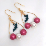 ハロウィンピアス☆コウモリとコットンパールのフープピアス