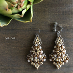 twin beads earrings - ivory camel