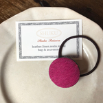 レザー サークル ヘアゴム ハラコ マゼンタ