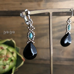 onyx earrings -  turquoise beads