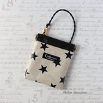 【ind＊様オーダー品】携帯ごみ入れ(ストラップ付き)＊星(黒×生成)