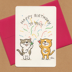 グリーティングカード［クラッカー・birthday 4］　赤い封筒付　2種一組