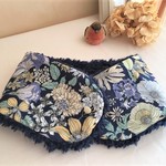 ふんわりあったか大人乙女のプチマフラーorネックウォーマー*Liberty調flower*navy