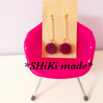 ボルドー♡ファーボール＊ピアス/イヤリング