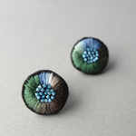 ＜Stella～遊び好きの星～＞刺繍ピアス◎山の空色◎2way★ロングポスト/アレルギー対応変更可能