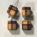 YELLOW CHECK CUBE SQUARE BEADS