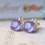 *18kgp ♢ すみれビジューのキャンディイヤリング ~Swarovski Crystals~