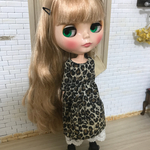 【送料無料】リカちゃん、ブライス 豹柄ワンピース、レースペチコートセット