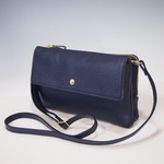 ★ハンドメイド★日本製★本革★お財布ポシェット★サコッシュ★カブセ・L字ファスナー★斜め掛けショルダーバッグ★ネイビー色★スマホ★★スマホショルダー★スマホポシェット★