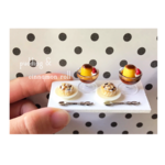 ミニチュアフード★いちごのプリン&シナモンロールセット☆