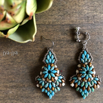 twin beads earrings -  turquoise camel