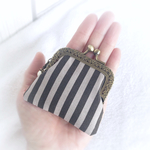 グレージュストライプ🖤ミニがま口