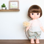 リネンのシャツと小さなお花のかぼちゃパンツ　【169】