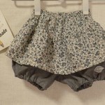 ★スカート風フリルかぼちゃパンツ★青系花★90-100