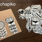 minne特集掲載‼︎【フィンランドの花壇】お花の布シール＊モノトーンフラワー、北欧