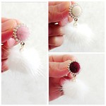 秋 冬にファーのイヤリング