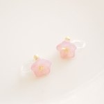 【sale】*"for you"　ピンク　一粒　お花　樹脂ノンホールイヤリング　１個