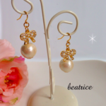 【再販】コットンパール キラキラリボン イヤリングorピアス