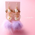 ローズリボン♡ガラスドームピアス/イヤリング R378