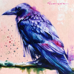 ○ 油絵・フレーム付き ○ - Square S - Crow- 