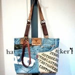 本革デニムステンシルかばん