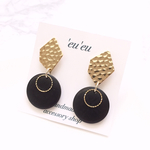 ゴールド×ブラックウッド ピアス/イヤリング