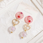 かすみ草とハート♡大ぶりピアス