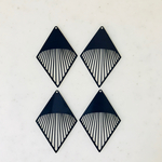 Navy Blue Filigree Diamond Shaped Pendant Tops