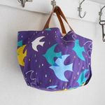 とりとしずくのマルシェ型BAG♪本革：北欧風:紫