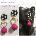 No.325＊ドットとhotpinkのレトロな大ぶりピアス＊イヤリング変更無料