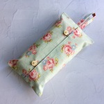 箱なしティッシュカバー 薔薇・グリーン