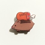 イノシシさんがお肉を背負ってやってきたプラバンマグネット