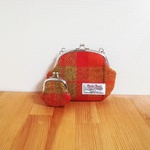 【SALE】☆ハリスツイード☆がま口セット☆親子☆オレンジ