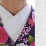 洗える半襟 S字ラインの小花とドットレース(白)