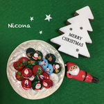 【2セット】クリスマス☆くるみボタンヘアゴム☆ベビー&キッズ☆シリコンゴム付け替えできます☆細い黒ゴムにもできます☆くるみボタン4コ☆ベビーヘアゴム☆ワンピースキッズ☆