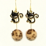 🐆🐈黒猫とレオパードブラウンのピアス