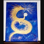 風水開運絵画＊金龍神パワー  神秘の宇宙乱舞  ドラゴン ミニ絵画
