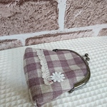 **訳あり品*リネンのミニがま口財布*