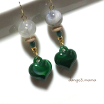 300円☆ハートチャーム(グリーン)のピアス/イヤリング