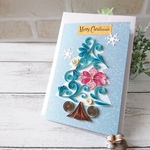 クイリングのクリスマスカード＊ツリー（ブルー